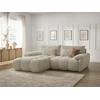 Image de Canapé d'angle fixe IVANE tissu texturé beige angle gauche BOBOCHIC 3 places
