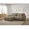 Image de Canapé d'angle fixe IVANE tissu texturé taupe angle gauche BOBOCHIC 3 places