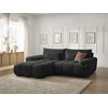 Image de Canapé d'angle fixe IVANE tissu texturé noir angle gauche BOBOCHIC 3 places