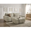 Image de Canapé droit fixe 3 places IVANE tissu texturé avec pouf beige BOBOCHIC