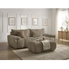 Image de Canapé droit fixe 3 places IVANE tissu texturé avec pouf taupe BOBOCHIC