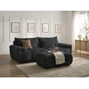 Image de Canapé droit fixe 3 places IVANE tissu texturé avec pouf noir BOBOCHIC