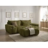 Image de Canapé droit fixe 3 places IVANE tissu texturé avec pouf vert BOBOCHIC