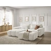 Image de Canapé d'angle fixe IVANE tissu texturé avec pouf blanc angle gauche BOBOCHIC 4 places