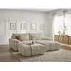 Image de Canapé d'angle fixe IVANE tissu texturé avec pouf beige angle droit BOBOCHIC 4 places