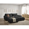 Image de Canapé d'angle fixe IVANE tissu texturé avec pouf noir angle droit BOBOCHIC 4 places