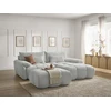 Image de Canapé d'angle fixe IVANE tissu texturé avec pouf gris clair angle droit BOBOCHIC 4 places