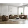 Image de Ensemble canapé droit fixe 3 + 2 places + fauteuil pivotant ELINA tissu bouclette marron BOBOCHIC 6 places