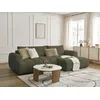 Image de Canapé d'angle convertible FUJI tissu bouclette avec pouf vert angle droit BOBOCHIC 3 places