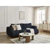Image de Canapé droit convertible 3 places FUJI tissu bouclette avec pouf bleu foncé BOBOCHIC