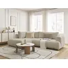 Image de Canapé d'angle L convertible FUJI tissu bouclette avec pouf beige angle gauche BOBOCHIC 4 places