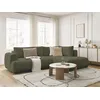 Image de Canapé d'angle L convertible FUJI tissu bouclette avec pouf vert angle droit BOBOCHIC 4 places
