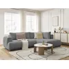 Image de Canapé d'angle L convertible FUJI tissu bouclette avec pouf gris foncé angle droit BOBOCHIC 4 places