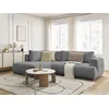 Image de Canapé d'angle L convertible FUJI tissu bouclette avec pouf gris foncé angle gauche BOBOCHIC 4 places