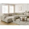 Image de Canapé panoramique convertible FUJI tissu bouclette avec pouf beige angle gauche BOBOCHIC 5 places