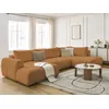 Image de Canapé panoramique convertible FUJI tissu bouclette avec pouf jaune angle gauche BOBOCHIC 5 places