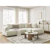 Image de Canapé d'angle L convertible FUJI tissu lisse avec pouf beige angle droit BOBOCHIC 4 places