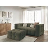 Image de Canapé droit convertible ouverture express 3 places CLOUD tissu bouclette avec pouf vert BOBOCHIC 3 places