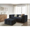 Image de Canapé droit convertible ouverture express 3 places CLOUD tissu bouclette avec pouf bleu foncé BOBOCHIC 3 places