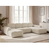 Image de Canapé panoramique convertible coffre MONTAIGNE tissu bouclette beige angle gauche BOBOCHIC 5 places