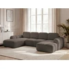 Image de Canapé panoramique convertible coffre MONTAIGNE tissu bouclette marron angle droit BOBOCHIC 5 places