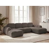 Image de Canapé panoramique convertible coffre MONTAIGNE tissu bouclette marron angle gauche BOBOCHIC 5 places