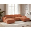 Image de Canapé panoramique convertible coffre MONTAIGNE tissu bouclette orange angle gauche BOBOCHIC 5 places