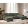 Image de Canapé panoramique convertible coffre MONTAIGNE tissu bouclette vert angle gauche BOBOCHIC 5 places