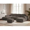 Image de Canapé panoramique convertible coffre MONTAIGNE tissu bouclette avec pouf marron angle droit BOBOCHIC 5 places