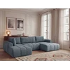 Image de Canapé panoramique fixe NESTY tissu chiné bleu angle droit BOBOCHIC 5 places