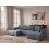 Image de Canapé panoramique fixe NESTY tissu chiné bleu angle gauche BOBOCHIC 5 places