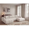 Image de Canapé panoramique fixe NESTY tissu chiné beige angle droit BOBOCHIC 5 places