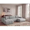 Image de Canapé panoramique fixe NESTY tissu chiné gris clair angle droit BOBOCHIC 5 places