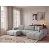 Image de Canapé panoramique fixe NESTY tissu chiné gris clair angle gauche BOBOCHIC 5 places
