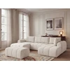 Image de Canapé panoramique fixe NESTY tissu chiné avec pouf beige angle gauche BOBOCHIC 5 places