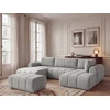 Image de Canapé panoramique fixe NESTY tissu chiné avec pouf gris clair angle gauche BOBOCHIC 5 places
