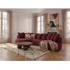 Image de Canapé d'angle fixe CALYPSO tissu bouclette bordeaux angle gauche BOBOCHIC 6 places