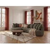 Image de Canapé d'angle fixe CALYPSO tissu bouclette vert angle gauche BOBOCHIC 6 places