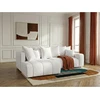 Image de Canapé d'angle L convertible coffre ROXELANE tissu bouclette blanc angle gauche BOBOCHIC 4 places