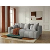 Image de Canapé d'angle L convertible coffre ROXELANE tissu bouclette gris clair angle droit BOBOCHIC 4 places