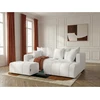 Image de Canapé d'angle L convertible coffre ROXELANE tissu bouclette avec pouf blanc angle droit BOBOCHIC 4 places