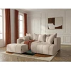 Image de Canapé d'angle L convertible coffre ROXELANE tissu bouclette avec pouf beige angle droit BOBOCHIC 4 places