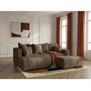 Image de Canapé d'angle L convertible coffre ROXELANE tissu bouclette avec pouf marron angle gauche BOBOCHIC 4 places
