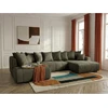 Image de Canapé panoramique convertible ROXELANE tissu bouclette vert angle droit BOBOCHIC 6 places