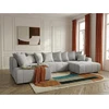 Image de Canapé panoramique convertible ROXELANE tissu bouclette gris clair angle droit BOBOCHIC 6 places