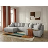 Image de Canapé panoramique convertible ROXELANE tissu bouclette gris clair angle gauche BOBOCHIC 6 places