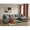 Image de Canapé panoramique convertible ROXELANE tissu bouclette gris foncé angle droit BOBOCHIC 6 places