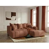 Image de Canapé d'angle L convertible coffre ROXELANE tissu chiné avec pouf orange angle gauche BOBOCHIC 4 places