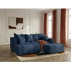 Image de Canapé d'angle L convertible coffre ROXELANE tissu chiné avec pouf bleu foncé angle gauche BOBOCHIC 4 places