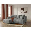 Image de Canapé d'angle L convertible coffre ROXELANE tissu chiné avec pouf gris clair angle droit BOBOCHIC 4 places